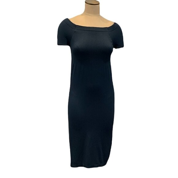 Soho Lady Mixed Texture Stretch Midi Sheath Dress Blue One Size/OSFM #210L - Picture 1 of 7